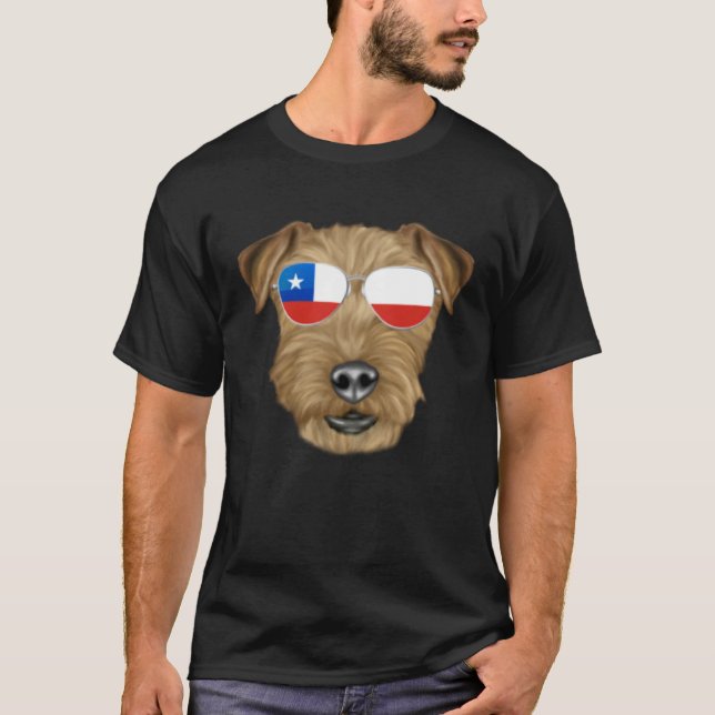 Chilean Flag Lakeland Terrier Dog Chile Pocket T-Shirt (Front)