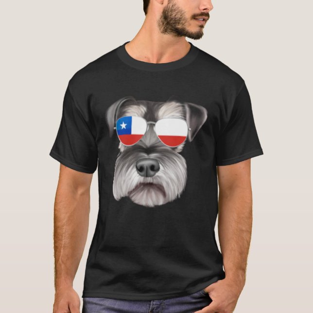 Chilean Flag Miniature Schnauzer Dog Chile Pocket T-Shirt (Front)