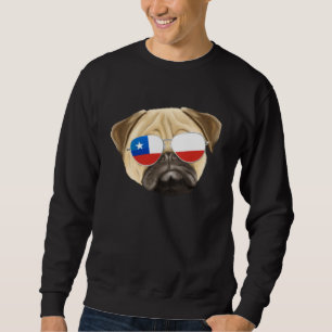 Chilean Flag Pug Dog Chile Pocket Sweatshirt