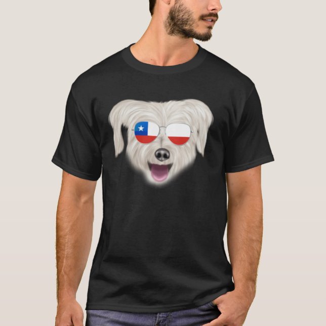 Chilean Flag Pyrenean Shepherd Dog Chile Pocket T-Shirt (Front)