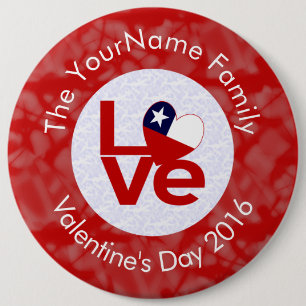 Chilean Flag Red Letters LOVE White on Red 6 Cm Round Badge