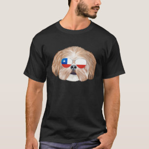 Chilean Flag Shih Tzu Dog Chile Pocket T-Shirt