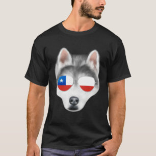 Chilean Flag Siberian Husky Dog Chile Pocket T-Shirt