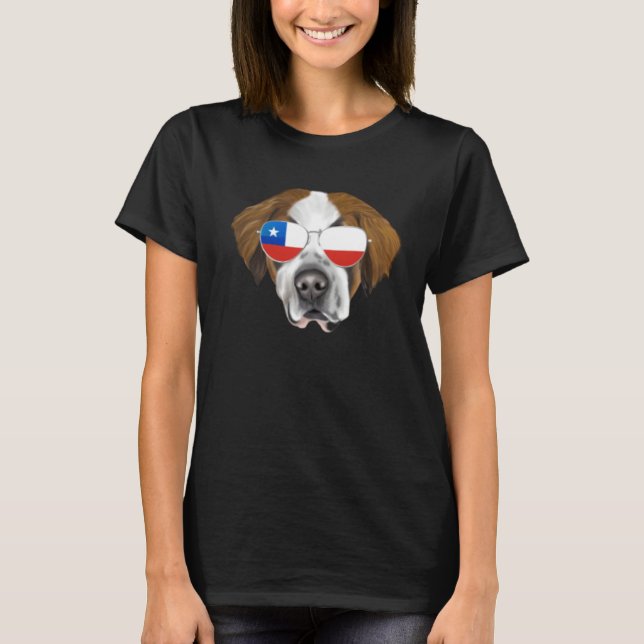 Chilean Flag St Bernard Dog Chile Pocket T-Shirt (Front)