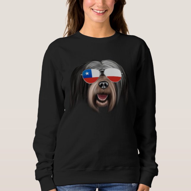 Chilean Flag Tibetan Terrier Dog Chile Pocket Sweatshirt (Front)