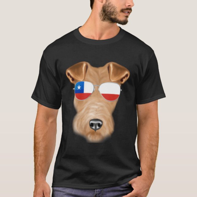 Chilean Flag Wire Fox Terrier Dog Chile Pocket T-Shirt (Front)