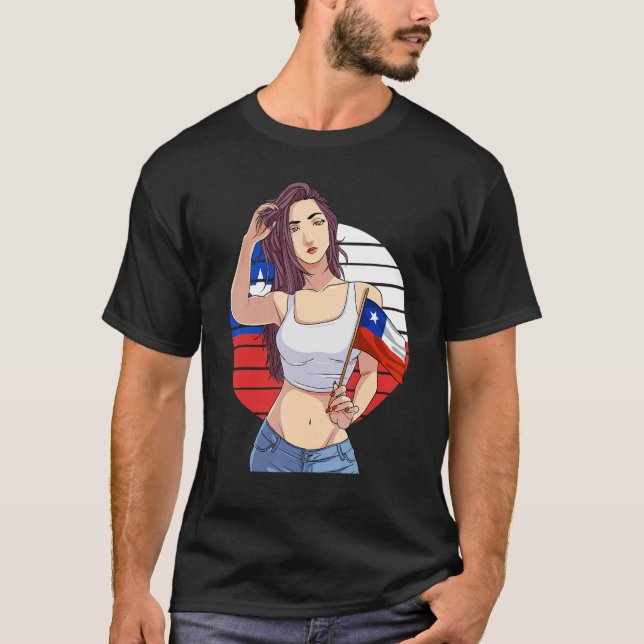 Chilean Girl Latino Pride Chile Flag Proud Chileno T-Shirt (Front)