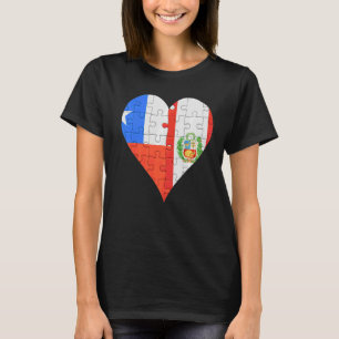 Chilean Peruvian Flag Heart T-Shirt