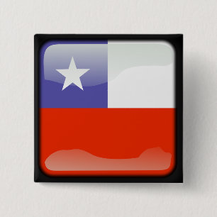 Chilean polished flag 15 cm square badge