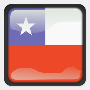 Chilean polished flag square sticker
