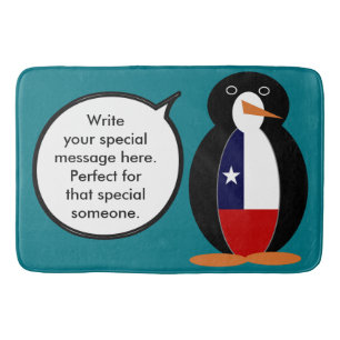 Chilean Talking Ms. Penguin Personalised Bath Mat