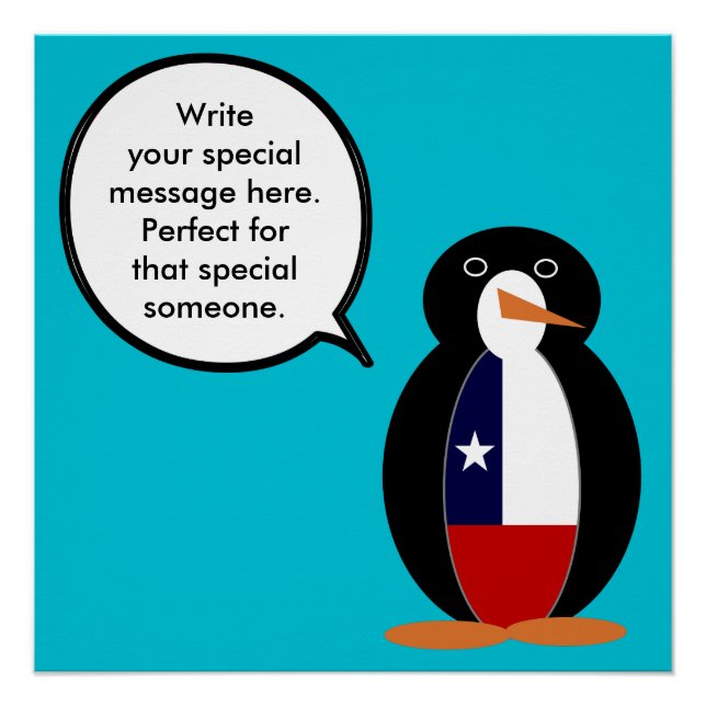 Chilean Talking Ms. Penguin Personalised Poster (Front)