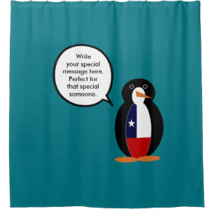 Chilean Talking Ms. Penguin Personalised Shower Curtain