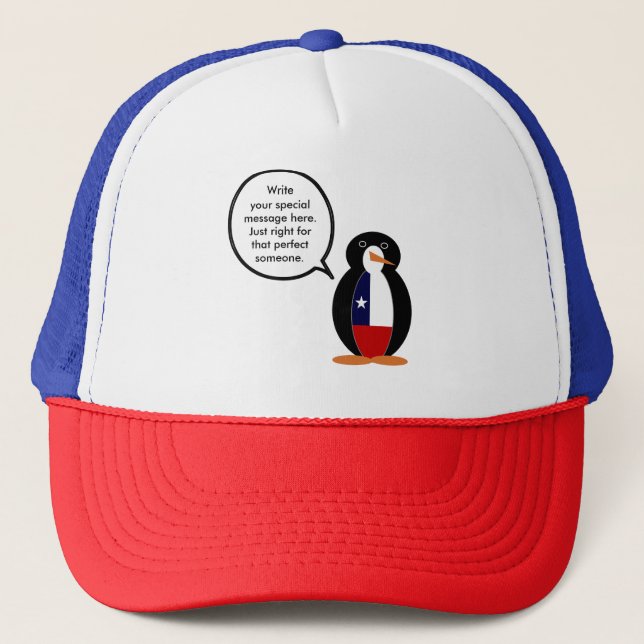 Chilean Talking Ms. Penguin Personalised Trucker Hat (Front)