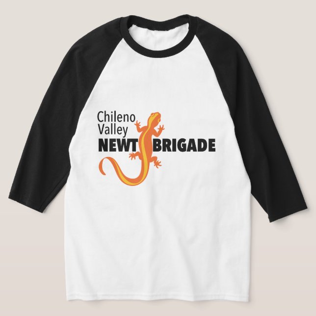 Chileno Valley Newt Brigade Baseball T-shirt (Laydown)