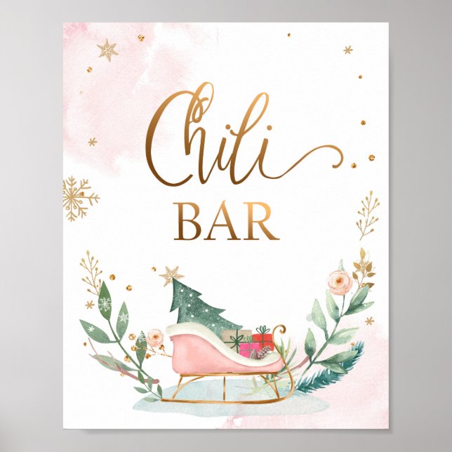 Chili Bar Food Sleight Winter Girl Birthday Sign (Front)