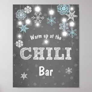 Chili Bar sign Blue Winter snowflakes Chilly Boy