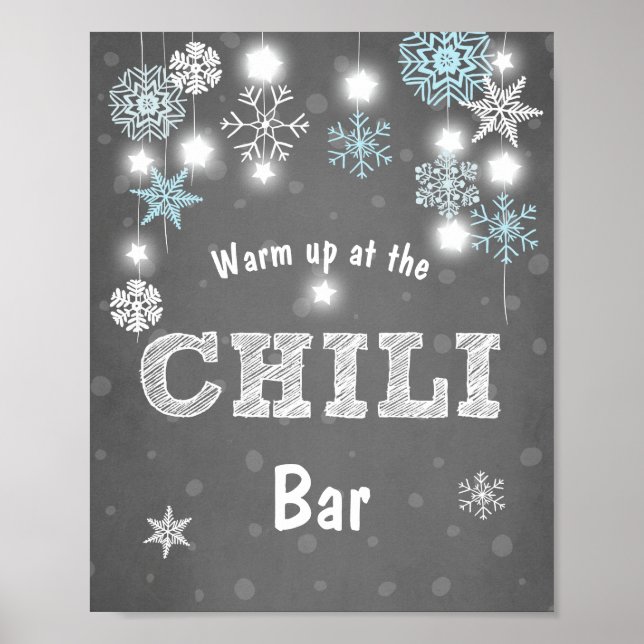 Chili Bar sign Blue Winter snowflakes Chilly Boy (Front)