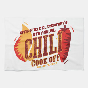 Chili Cook Off   BBQ Cookout Contest Tea Towel
