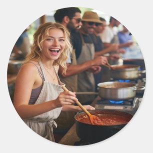 Chili Cook Off Photo Customize Classic Round Sticker
