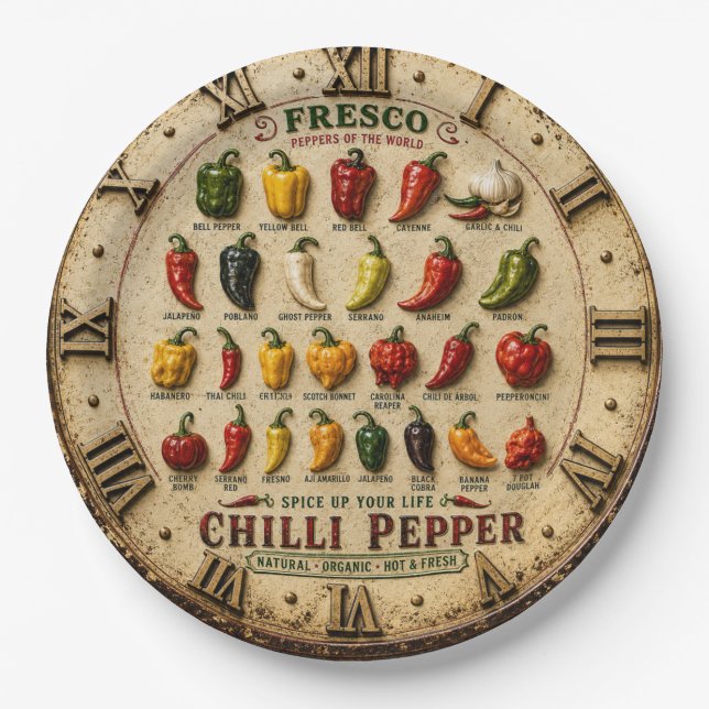Chili Pepper Kitchen Rustic Farmhouse Chef Gift Paper Plate (Front)