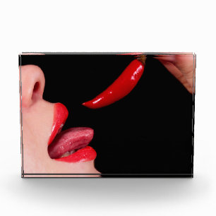 Chili pepper lips photo block