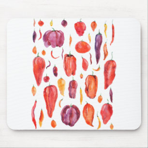 chili pepper watercolor mouse pad