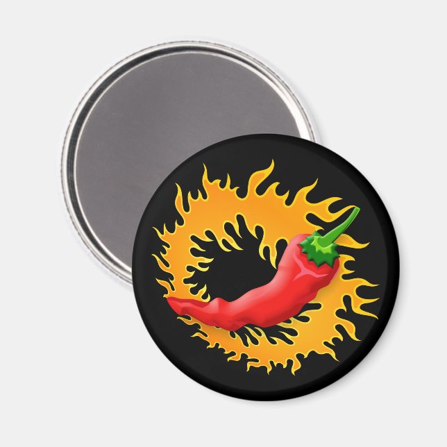 Chili pepper with flame magnet