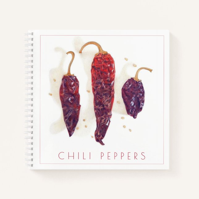 CHILI PEPPERS 8.5x8.5 Spiral Notebook + Text (Front)