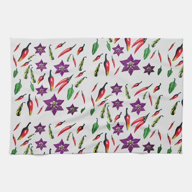 Chili  Peppers Botanical  Custom Tea Towel (Horizontal)