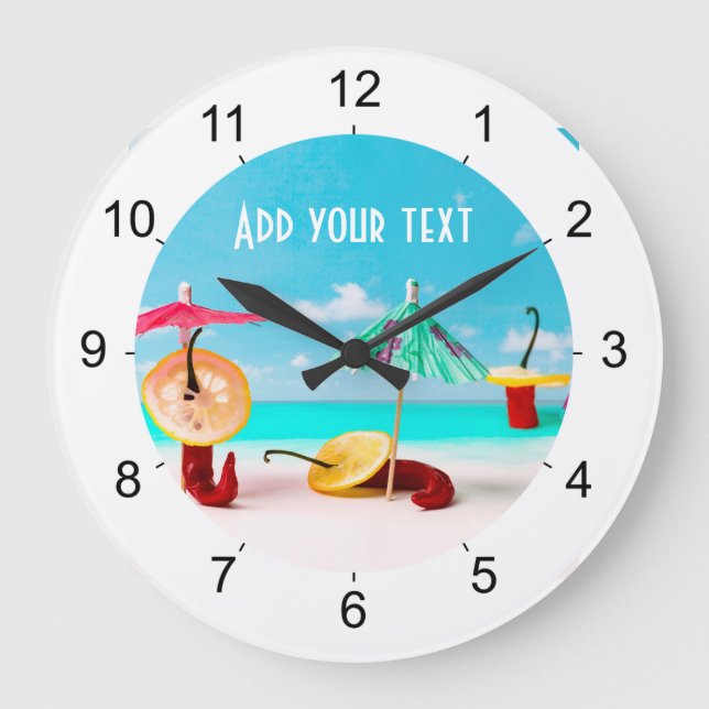 Chili Peppers By The Sea Large Clock (Front)