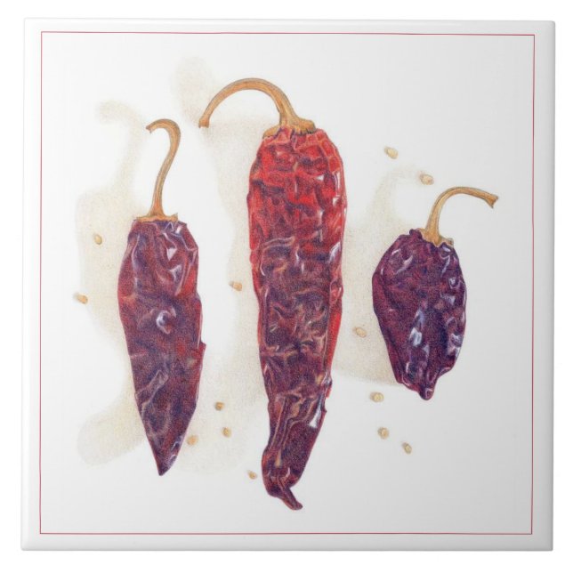 CHILI PEPPERS Ceramic Tile (Front)