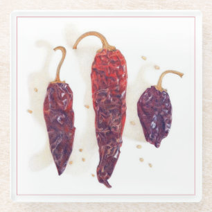 CHILI PEPPERS Glass Beverage Coaster
