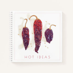CHILI PEPPERS "HOT IDEAS" 8.5x8.5 Spiral Notebook