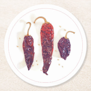 CHILI PEPPERS Round Paper Coasters