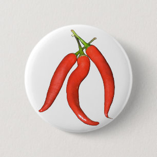 Chilies hot 6 cm round badge