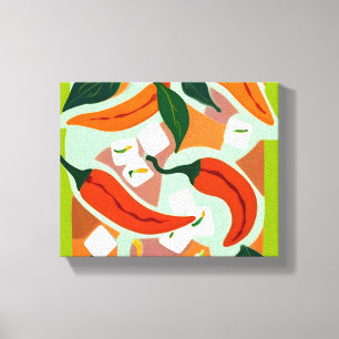 Chilies & Ice Cubes Canvas Print