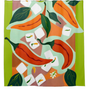 Chilies & Ice Cubes Shower Curtain