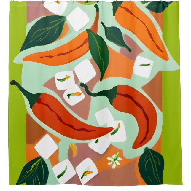 Chilies & Ice Cubes Shower Curtain (Front)