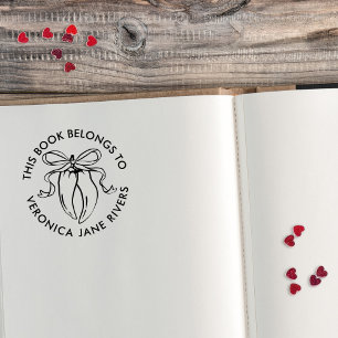 Chilies with Bow Spicy Belongs to Book Plate Self-inking Stamp
