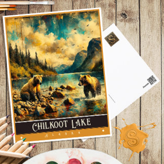 Chilkoot Lake, Alaska | Vintage Painting Postcard