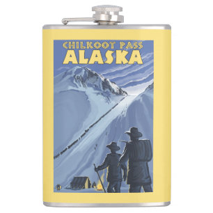 Chilkoot Pass, Alaska Gold Miners Hip Flask