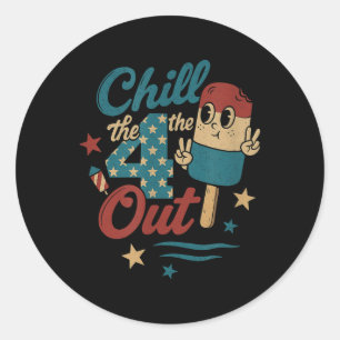 Chill 4th Out – Funny Retro 4th Of July Ice Cream Classic Round Sticker
