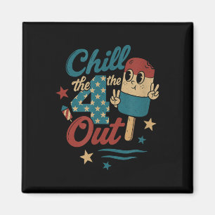 Chill 4th Out – Funny Retro 4th Of July Ice Cream Magnet