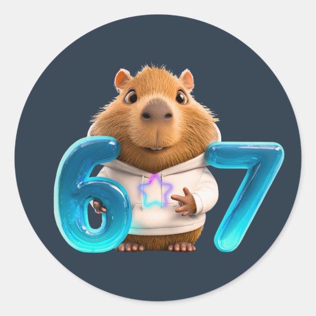 Chill 67 Capybara Round Sticker  –Midnight Edition (Front)