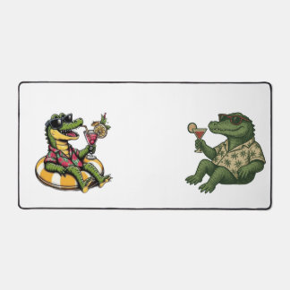 Chill Alligator Poolside Vibe Retro Tiki Cocktail Desk Mat