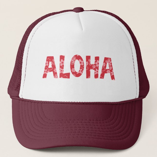 Chill Aloha Floral Pattern Trucker Hat (Front)