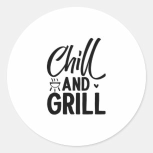 Chill And Grill BBQ Classic Round Sticker