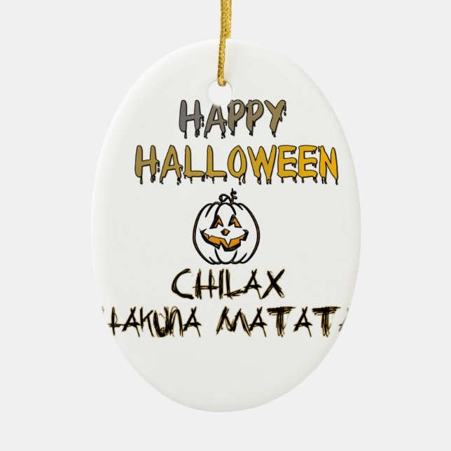 Chill and Relax Happy Halloween Collection Ceramic Tree Decoration (Front)