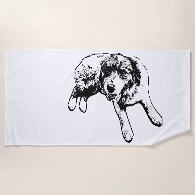 Chill Aussie Pup Ink Beach Towel (Front)